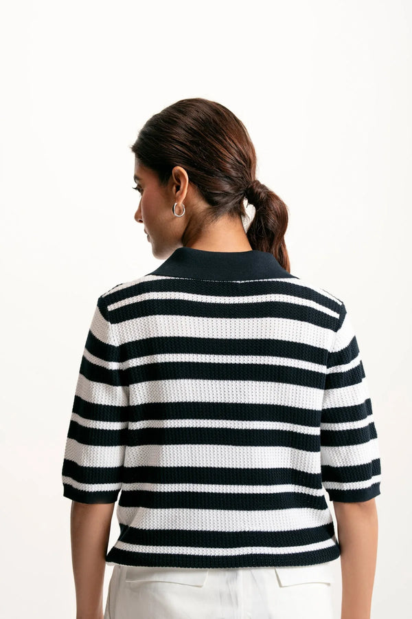 OPENWORK KNIT POLO