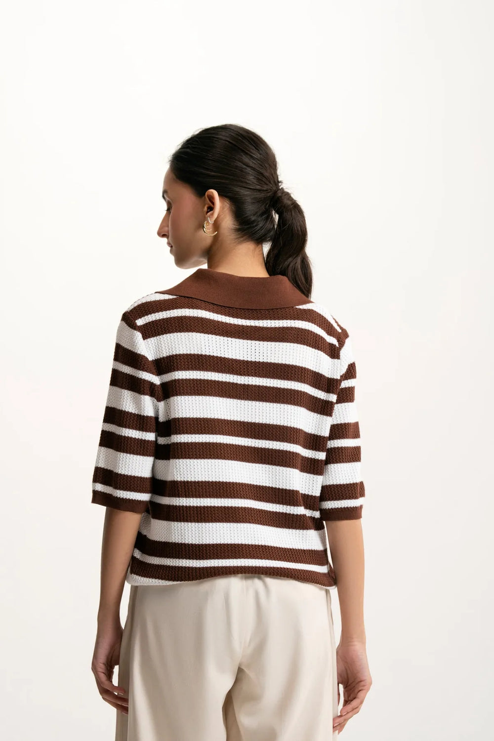 OPENWORK KNIT POLO