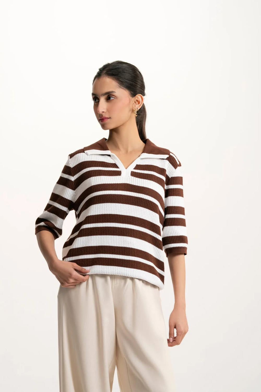 OPENWORK KNIT POLO