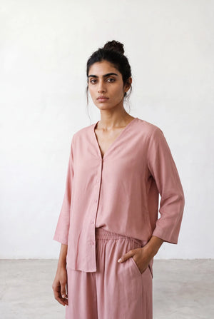 V-NECK BUTTON THROUGH SHIRT