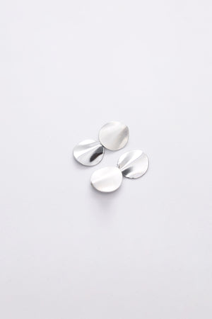 Brushed Silver Disc Drop Earrings