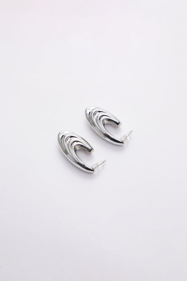 Silver-tone multi-layer hoop earrings