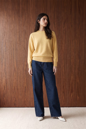 Relaxed Crew-Neck Sweater - PALE YELLOW