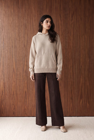 OVERSIZED SWEATER KNIT HOOD - TAUPE