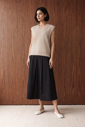 Relaxed Sleeveless Knit Vest - SAND MELANGE