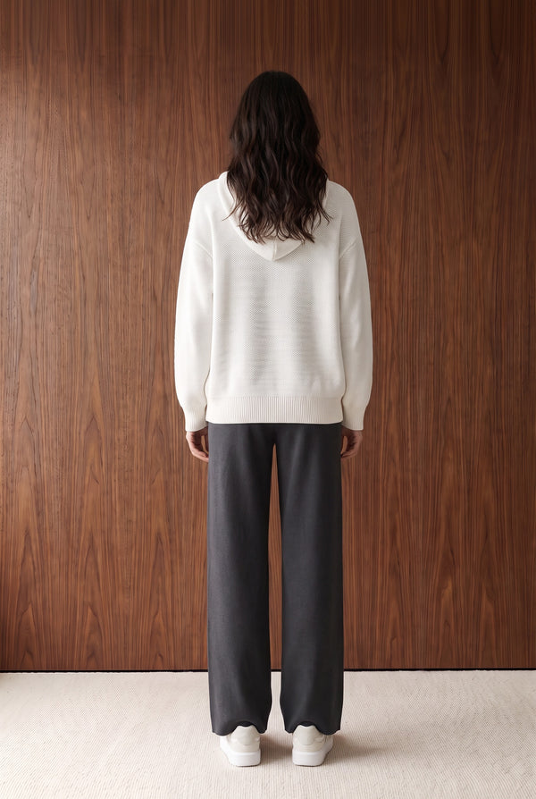 OVERSIZED SWEATER KNIT HOOD - CLOUD WHITE