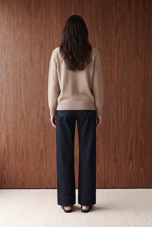 Relaxed Crew-Neck Sweater - LIGHT BROWN