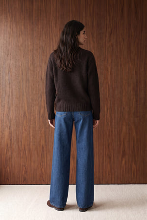 Brushed V-Neck Button Cardigan - CHOCOLATE BROWN MELANGE