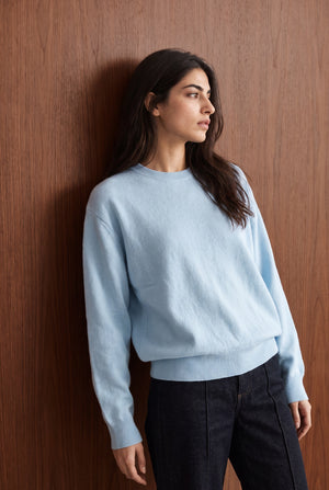 KNIT OVERSIZED SWEATSHIRT - LIGHT BLUE