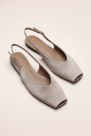 Peep Toe Slingback Pumps - Light Brown