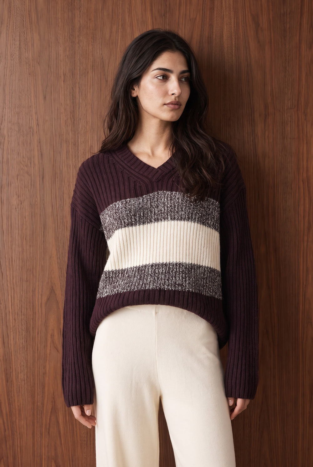 BURGUNDY AND OFF WHITE