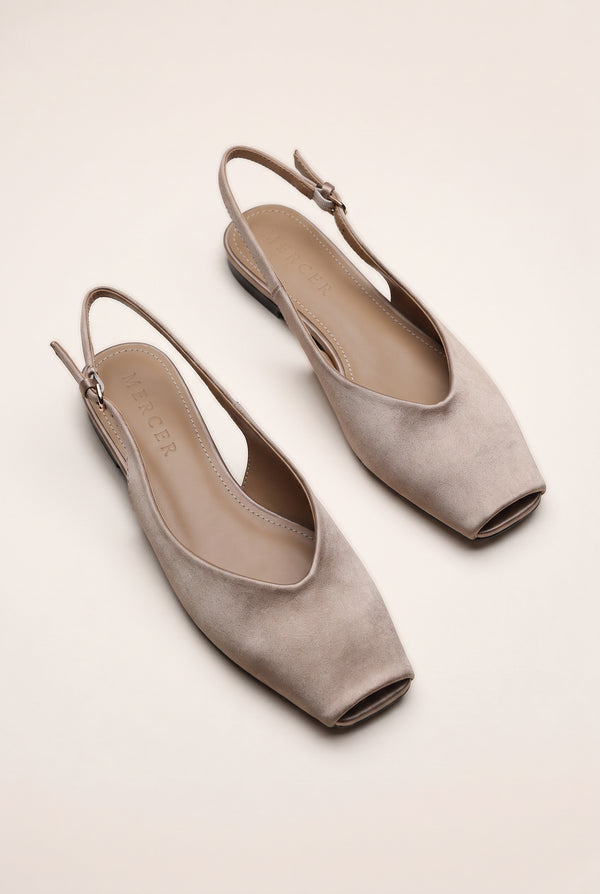 Peep Toe Slingback Pumps - Charcoal