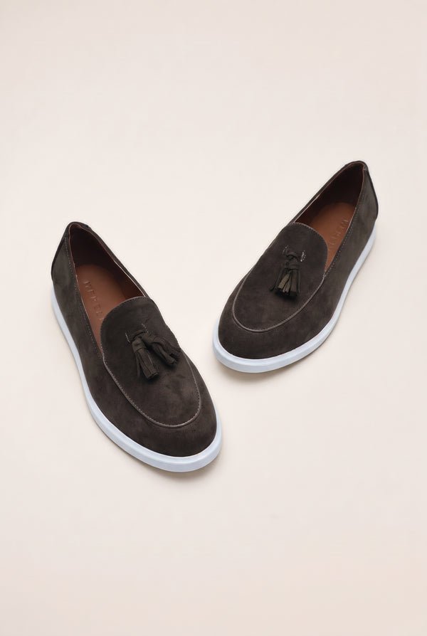 Tassel Detail Slip-On Loafers - Olive