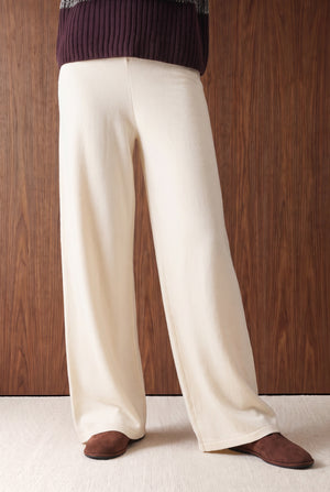 WIDE HIGH-WAIST TROUSERS - BEIGE