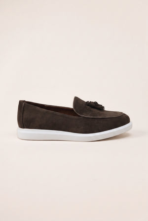 Tassel Detail Slip-On Loafers - Olive