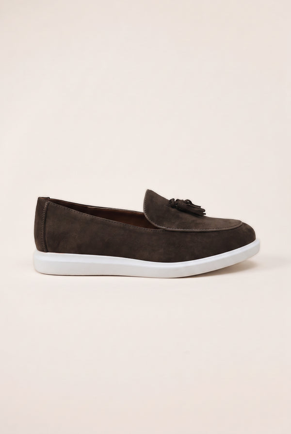 Tassel Detail Slip-On Loafers - Olive
