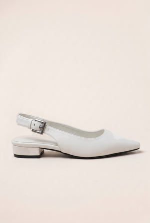 Pointed Toe Slingback Ballet Flats - Off White
