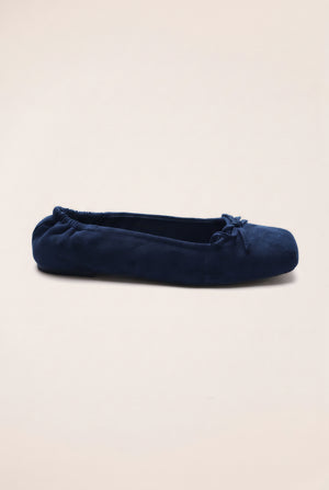 Bow Detail Square Toe Ballet Flats - Blue