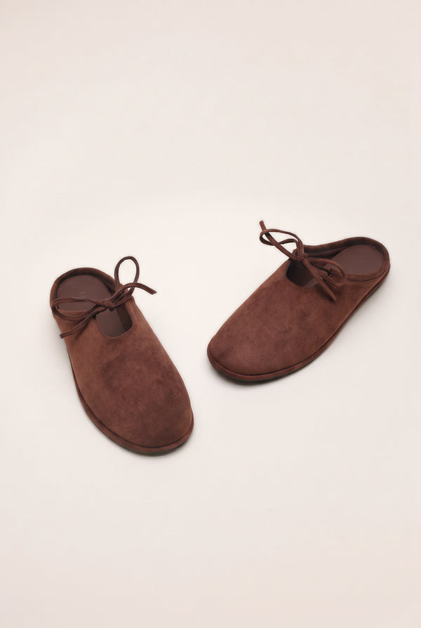 Comfort Lace-Up Mule - Chocolate Brown