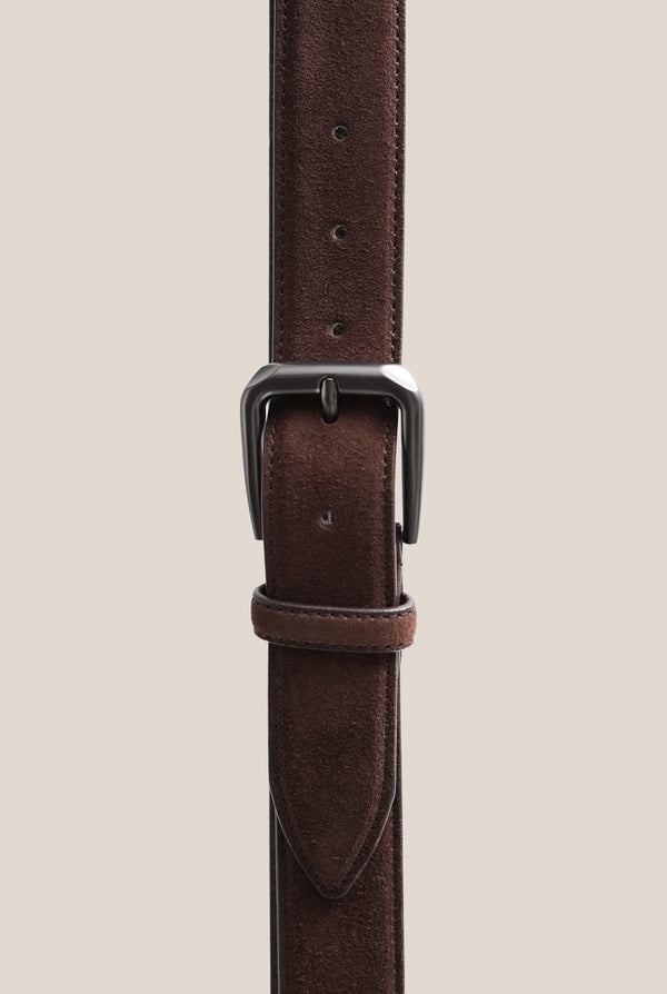 Heritage Suede Leather Belt - COFFEE