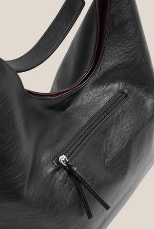 Reversible everyday tote - BLACK AND BURGUNDY