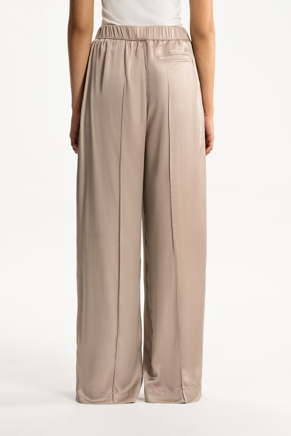 Satin Side Slit Wide Leg Trousers
