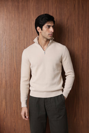 Zip-Up Knit Sweatshirt