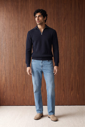 Zip-Up Knit Sweatshirt