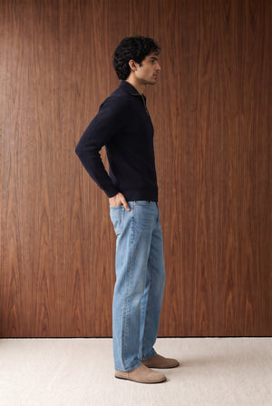 Zip-Up Knit Sweatshirt