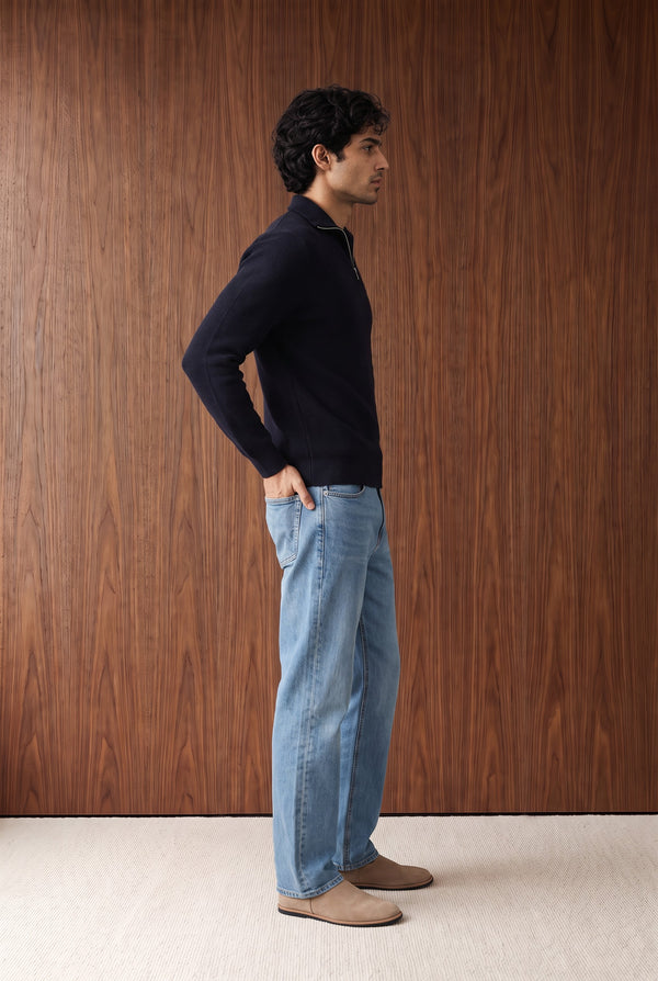 Zip-Up Knit Sweatshirt