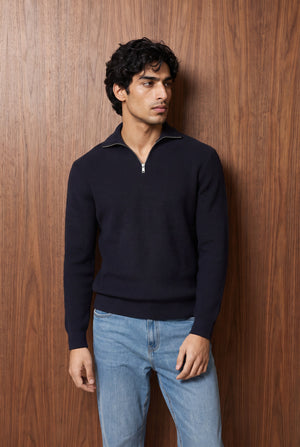 Zip-Up Knit Sweatshirt