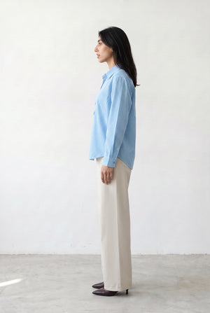 Pleated Wide-Leg Denim
