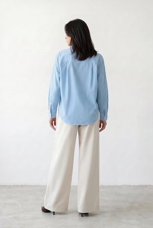 Pleated Wide-Leg Denim