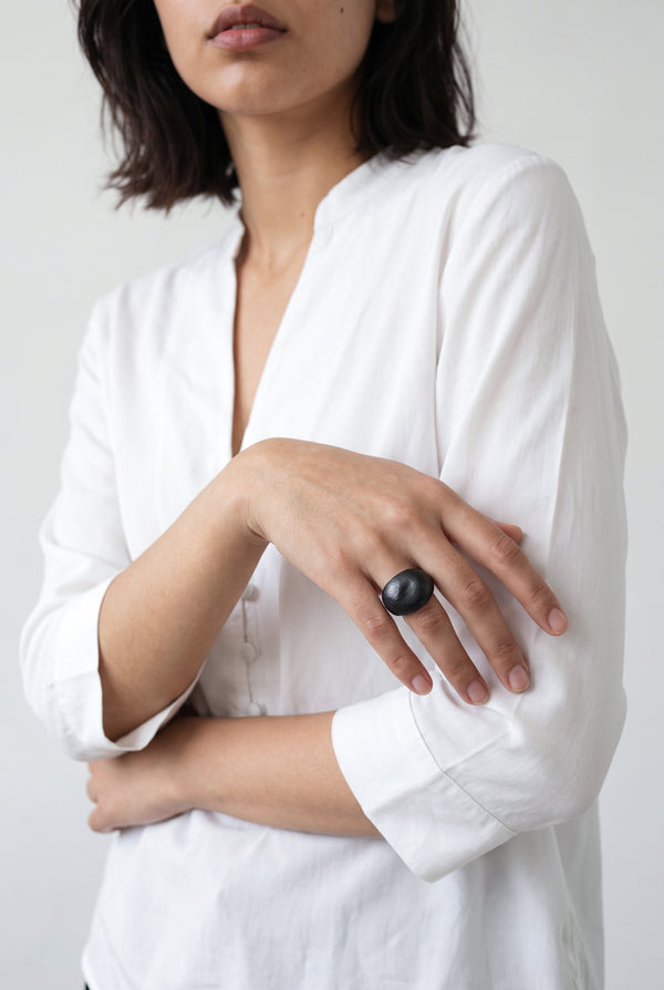 Gold oval metallic ring