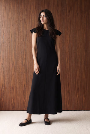 Cape Shoulder Midi Dress