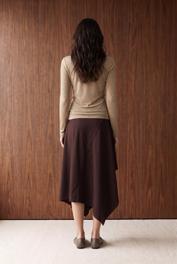 Asymmetric Draped Midi Skirt