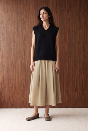 Asymmetric Draped Midi Skirt