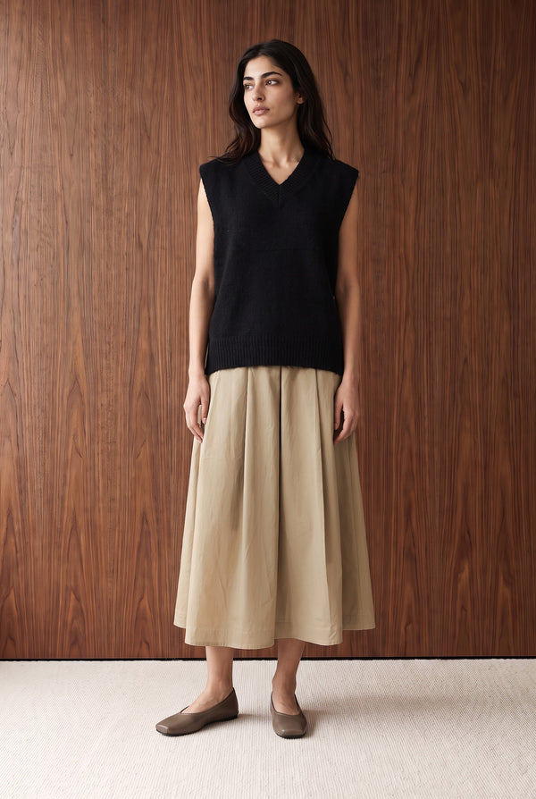 Asymmetric Draped Midi Skirt