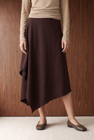 Asymmetric Draped Midi Skirt