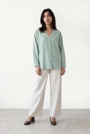 V-Neck Button Through Shirt