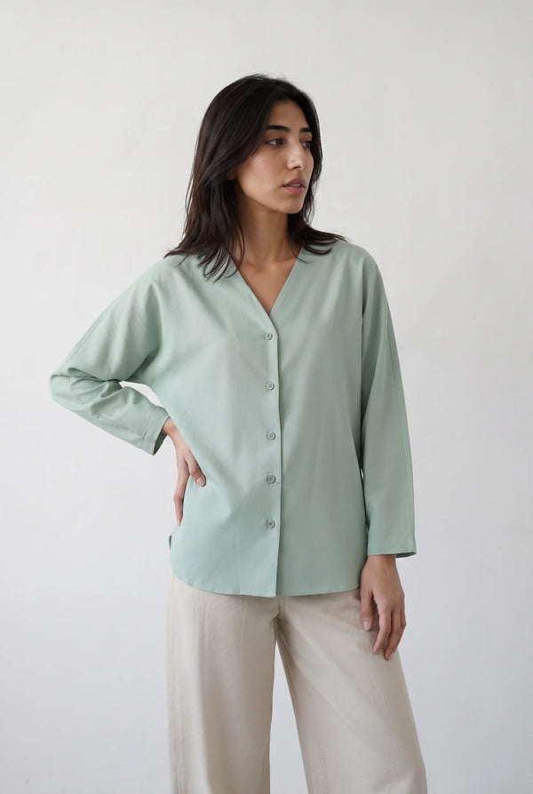 V-Neck Button Through Shirt