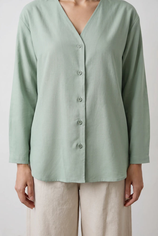 V-Neck Button Through Shirt