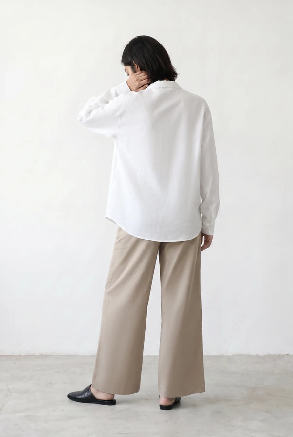 Cotton Lyocell Belted Pants