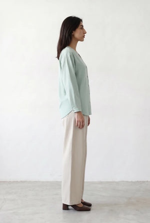 V-Neck Button Through Shirt