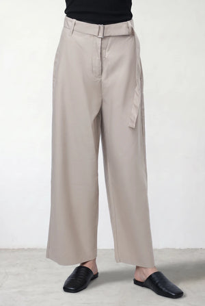 Cotton Lyocell Belted Pants
