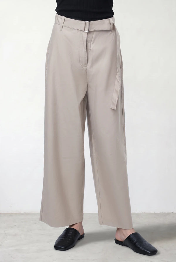 Cotton Lyocell Belted Pants