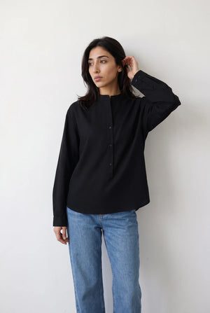 Mandarin Collar Button Shirt