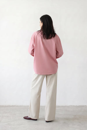 Mao Collar Linen Blend Shirt