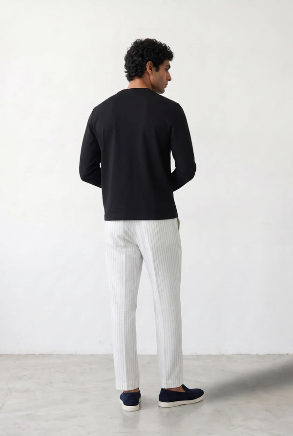 STRIPED LINEN BLEND PANTS