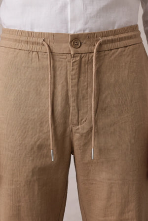 LINEN WIDE DRAWSTRING TROUSERS